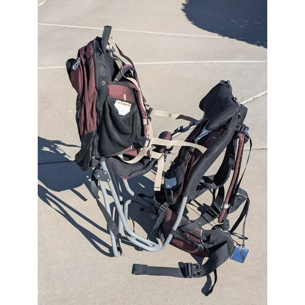 REI Piggyback Child Carrier Backpack Hiking External Frame Burgundy Black